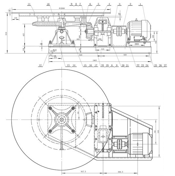 座式圓盤(pán)給料機(jī)結(jié)構(gòu)圖紙